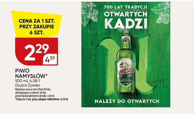 Piwo namysłów promocja w Chata Polska