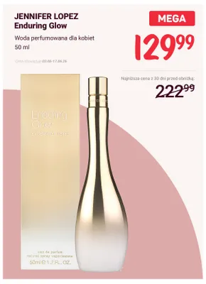 Woda perfumowana dla kobiet Jennifer Lopez Enduring Glow promocja w Rossmann