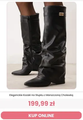 Eleganckie kozaki na słupku z marszczoną cholewką Renee promocja w Renee