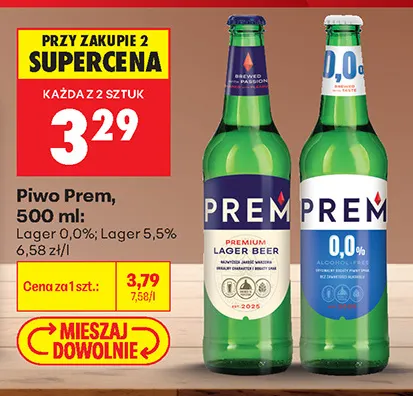 Piwo Prem Lager 5,5% promocja w Biedronka