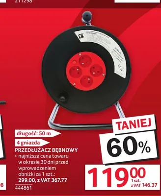 Przedłużacz bębnowy promocja w Selgros