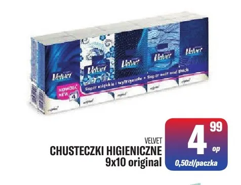 Chusteczki higieniczne 9-pak 10 szt original Velvet promocja w Tomi Markt