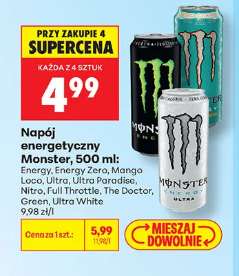 Napój energetyczny Monster Ultra White promocja w Biedronka