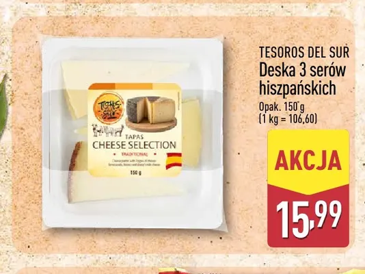Deska 3 serów hiszpańskich Tesoros del Sur promocja w Aldi