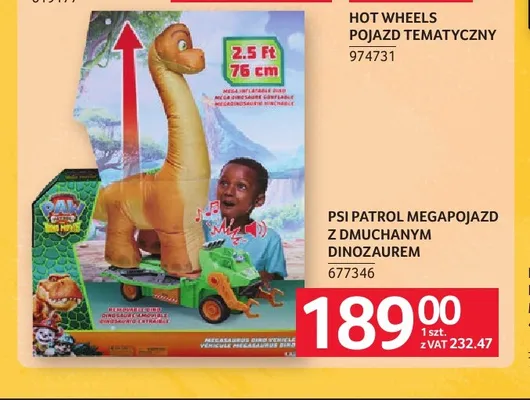 Megapojazd z dmuchanym dinozaurem Psi Patrol promocja w Selgros