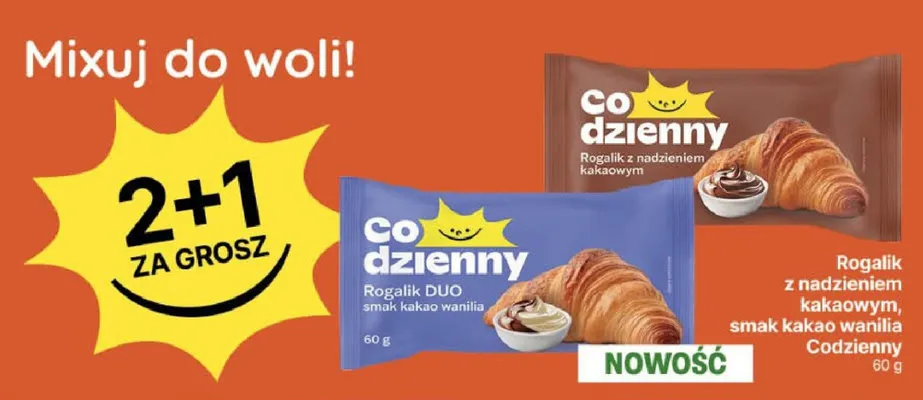 Rogalik DUO smak kakao wanilia Codzienny promocja w Delikatesy Centrum
