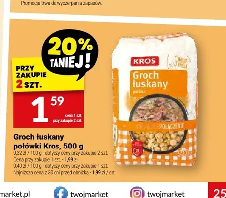 Groch łuskany połówki Kros promocja w Twój Market