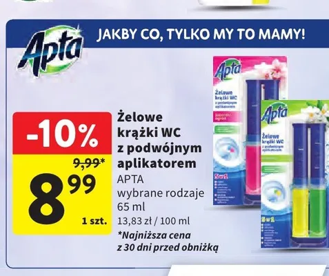Żelowe krążki WC z podwójnym aplikatorem Apta morskie promocja w Intermarche