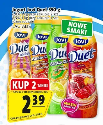 Jogurt pitny Jovi Duet o smaku Różowy Grejpfrut-Truskawka promocja w Prim Market