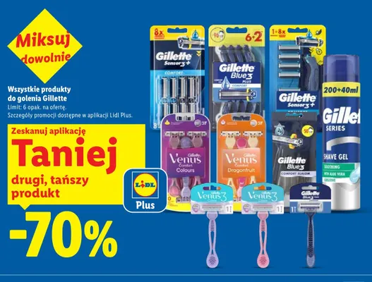 Maszynka do golenia jednorazowa Blue 3 Gillette promocja w Lidl