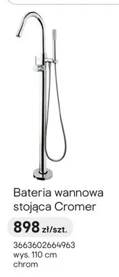 Bateria wannowa stojąca Cromer chrom promocja w Castorama