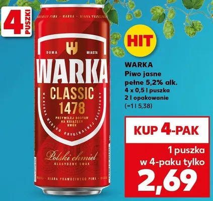 Piwo jasne pełne 5,2% alk. promocja w Kaufland