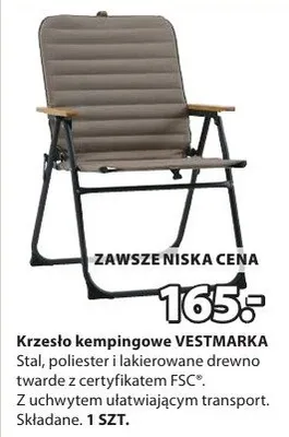 Krzesło kempingowe VESTMARKA promocja w Jysk