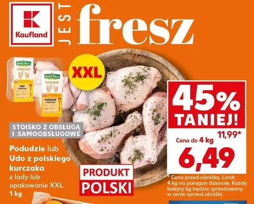 Podudzie lub udo z podskopu kurczaka z łady lub opakowanie XXL promocja w Kaufland