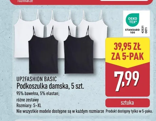 Podkoszulka damska UP2FASHION BASIC 5-pak promocja w Aldi