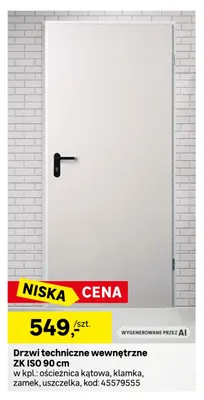 Drzwi techniczne wewnętrzne Zk Iso 90 cm promocja w Leroy Merlin