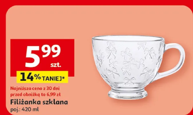 Filiżanka szklana promocja w Auchan