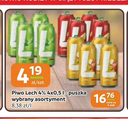 Piwo Lech 4% 4-pak promocja w Gama