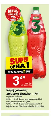 Napój gazowany 20% soku Zbyszko promocja w Twój Market