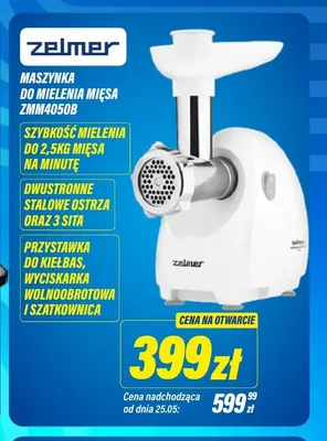 Maszynka do mielenia mięsa ZELMER ZMM4050B promocja w RTV EURO AGD