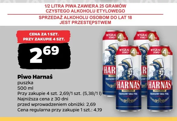 Piwo Harnaś promocja w Netto