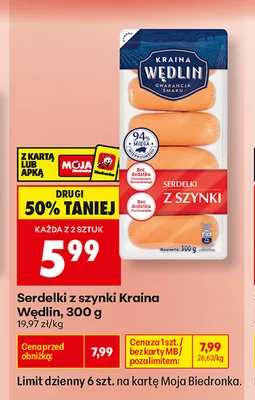 Serdelki z szynki Kraina Wędlin promocja w Biedronka