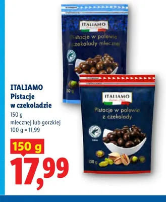 Pistacje w czekoladzie gorzkiej Italiamo promocja w Lidl