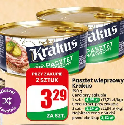 Pasztet wieprzowy Krakus promocja w Dino