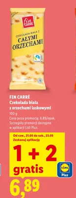 Czekolada biała z orzechami laskowymi FIN CARRÉ promocja w Lidl
