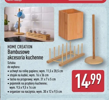 Bambusowy pojemnik na przybory kuchenne Home Creation promocja w Aldi