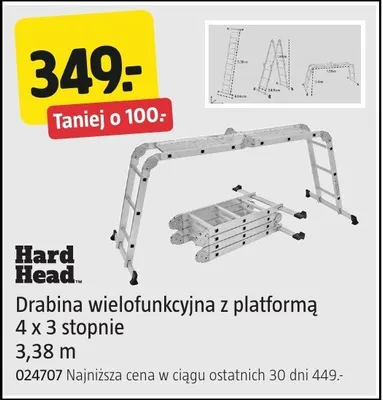 Drabina wielofunkcyjna z platformą 4 x 3 stopnie 3,38 m promocja w Jula