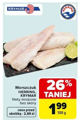 Morszczuk filety mrożone bez skóry promocja w Carrefour