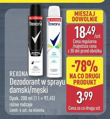 Dezodorant w sprayu męski Rexona promocja w Aldi