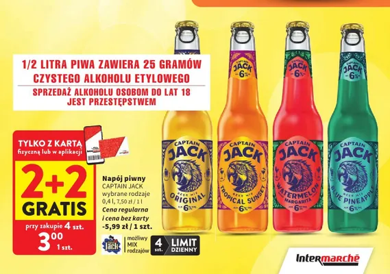 Napój piwny Captain Jack Original promocja w Intermarche