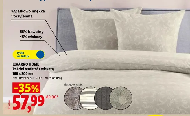 Pościel renforcé z wiskozą Livarno Home 160x200 cm promocja w Lidl