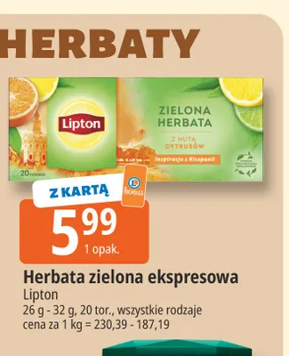 Herbata zielona ekspresowa Lipton promocja w Leclerc