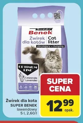 Żwirek dla kota SUPER BENEK lawendowy promocja w Carrefour