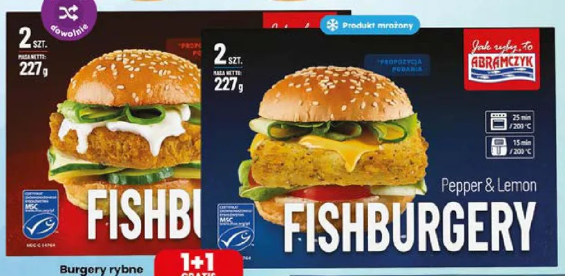 Burgery rybne Fishburgery klasyczne Abramczyk promocja w Dino