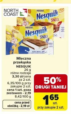 Mleczna przekąska NESQUIK 26g promocja w Carrefour