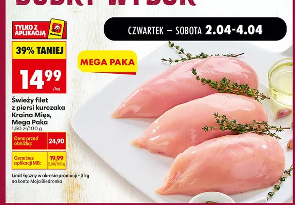 Świeży filet z piersi kurczaka Mega Paka promocja w Biedronka