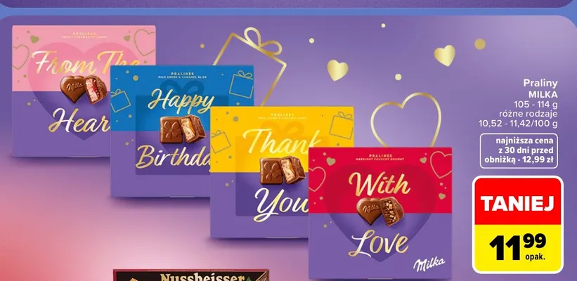 Praliny Milka Happy Birthday promocja w Carrefour Market