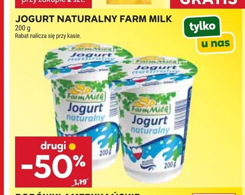 Jogurt naturalny Farm Milk promocja w Stokrotka