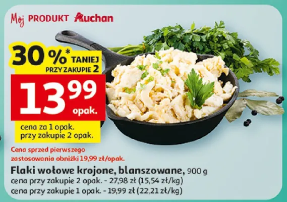 Flaki wołowe krojone blanszowane promocja w Auchan