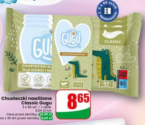 Chusteczki nawilżane Classic Gugu 3-pak promocja w Dino