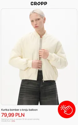 Kurtka bomber o kroju balloon Cropp promocja w Cropp