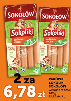 Parówki drobiowo-cielęce Sokołów Sokoliki promocja w Groszek