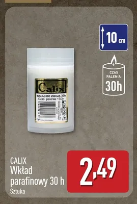 Wkład parafinowy do znicza Calix 30 h 10 cm promocja w Aldi