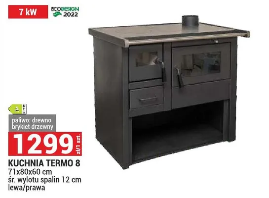 Kuchnia Termo 8 71x80x60cm śr. wylotu spalin 12cm lewa/prawa 7kW promocja w Merkury Market