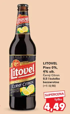 Piwo bezalkoholowe Černý Citron Litovel promocja w Kaufland