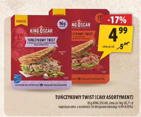Tuńczykowy twist z suszonymi pomidorami i ziołami King Oscar promocja w Arhelan